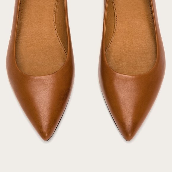 Frye Sienna Cognac Leather Ballet Pointed Flats - Picture 5 of 16
